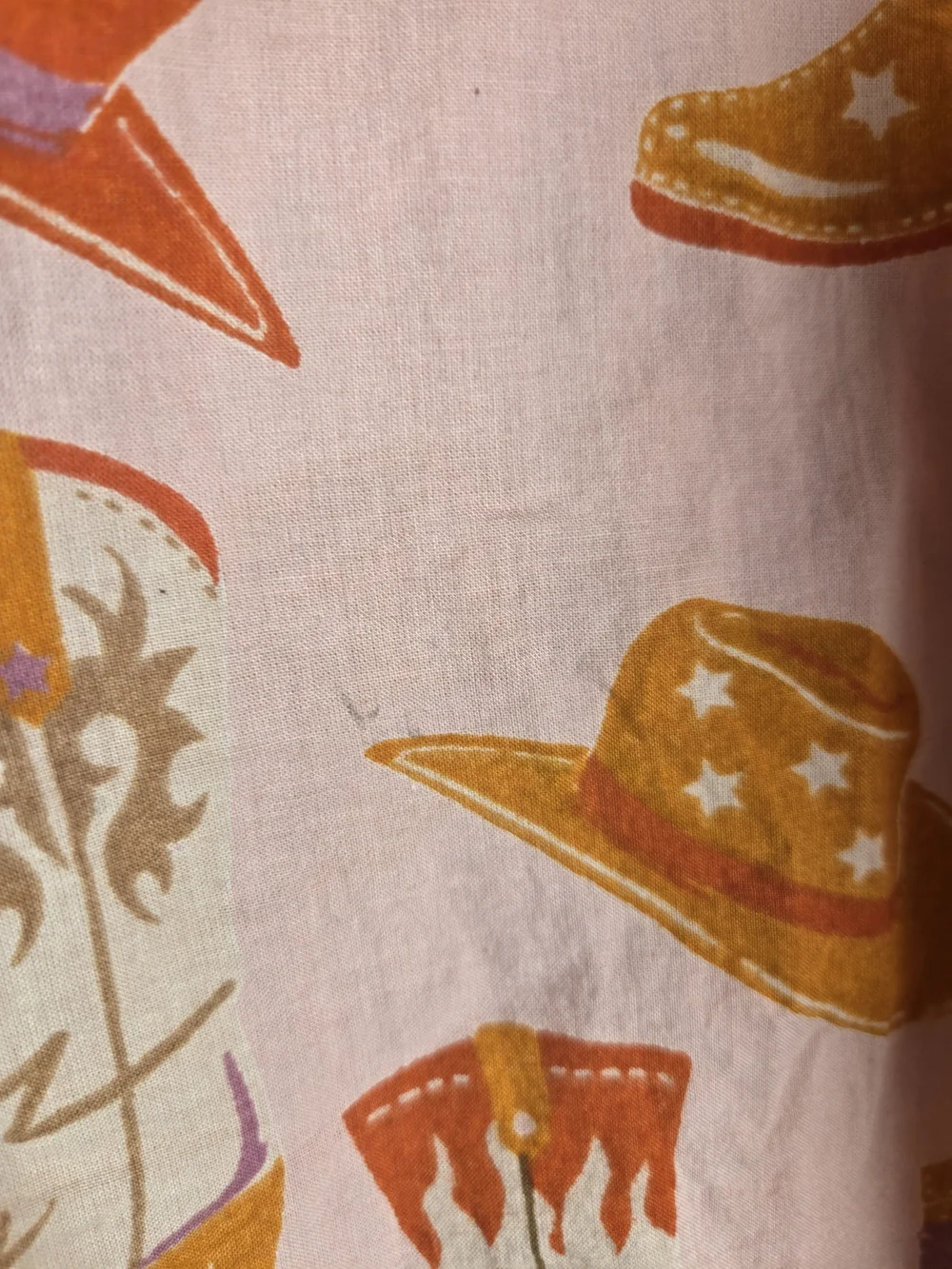 Crafted By Mahogany Pink Short-Sleeve Button-Up Orange &Pink Western Print Pj